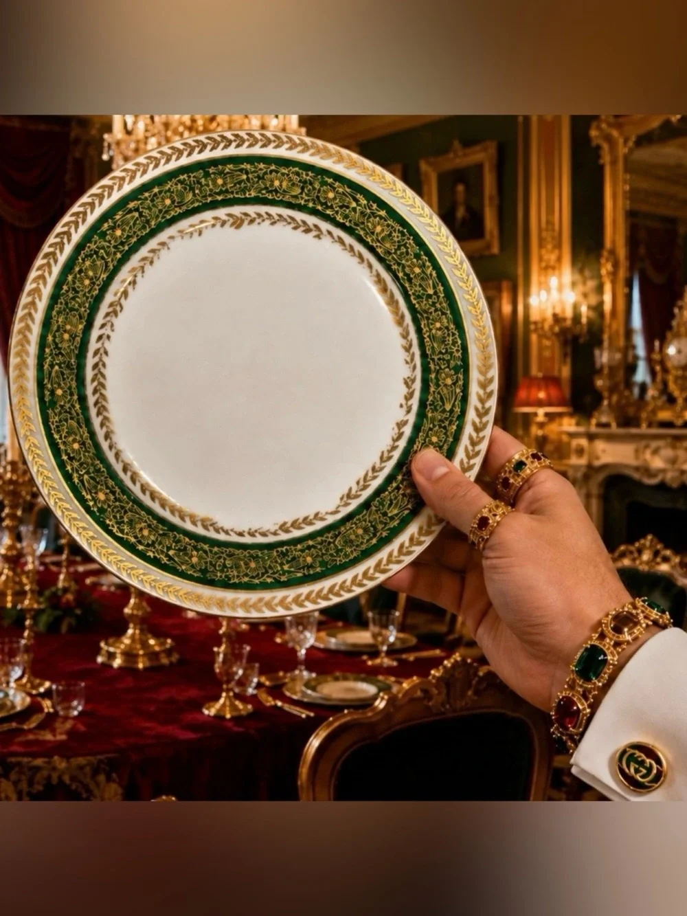 c. 1900 France T&V Tressemann & Vogt Limoges Antique Porcelain Dinner Plate GOLD